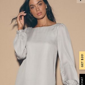 Lulu's Chiffon Light Grey Shift Dress